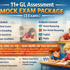 11+ GL Assessment mock exam package of 3 with in-person practice