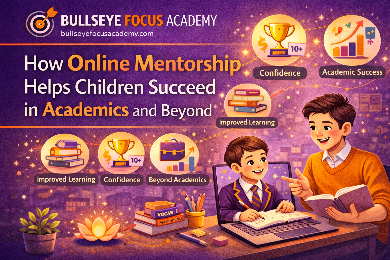 Student attending online mentorship session with tutor on laptop