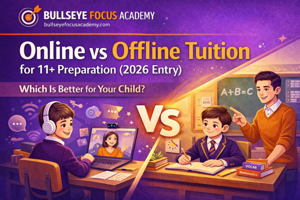 Student attending online one to one tuition for 11 plus preparation at home