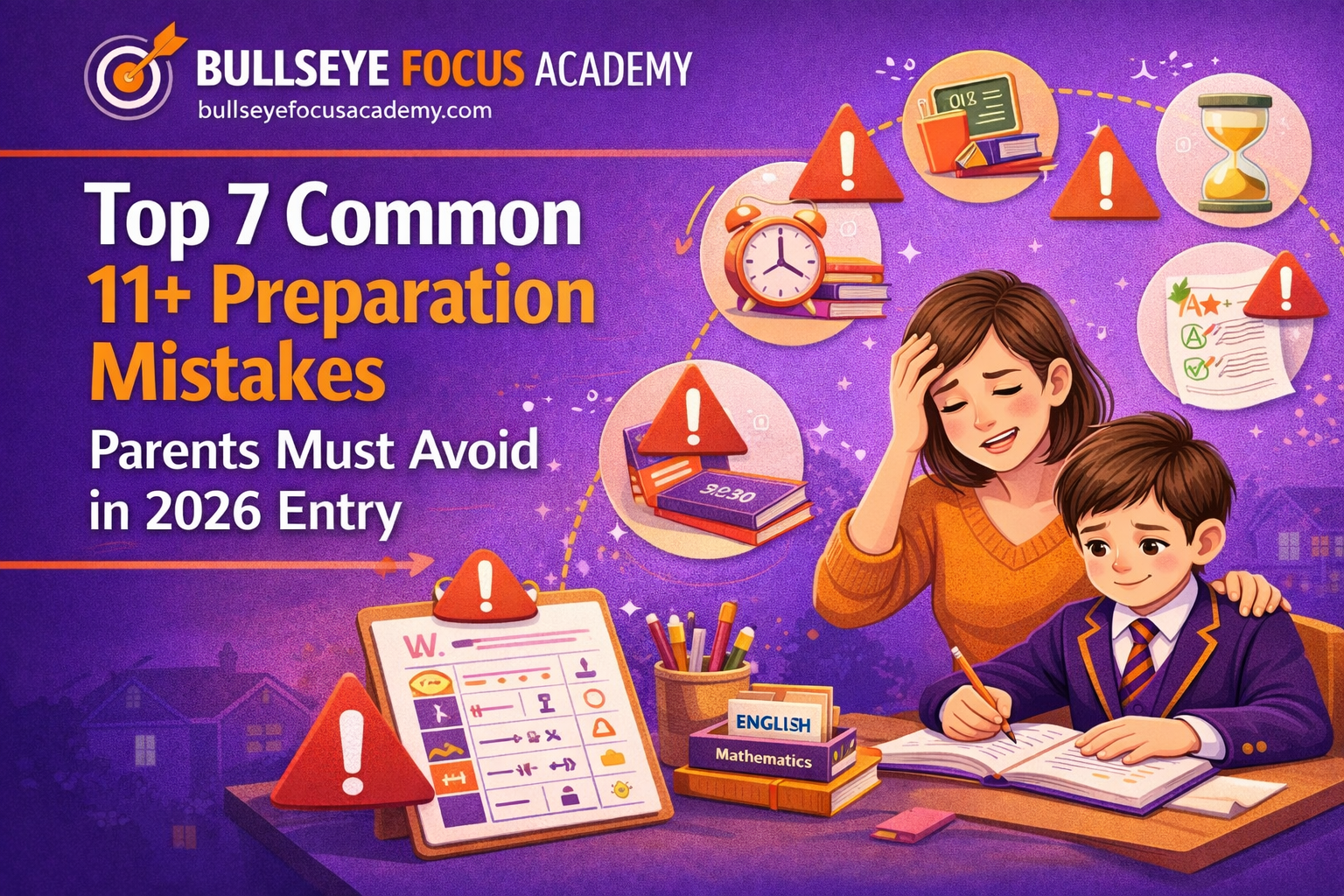 Parent helping child avoid common 11 plus preparation mistakes during study time