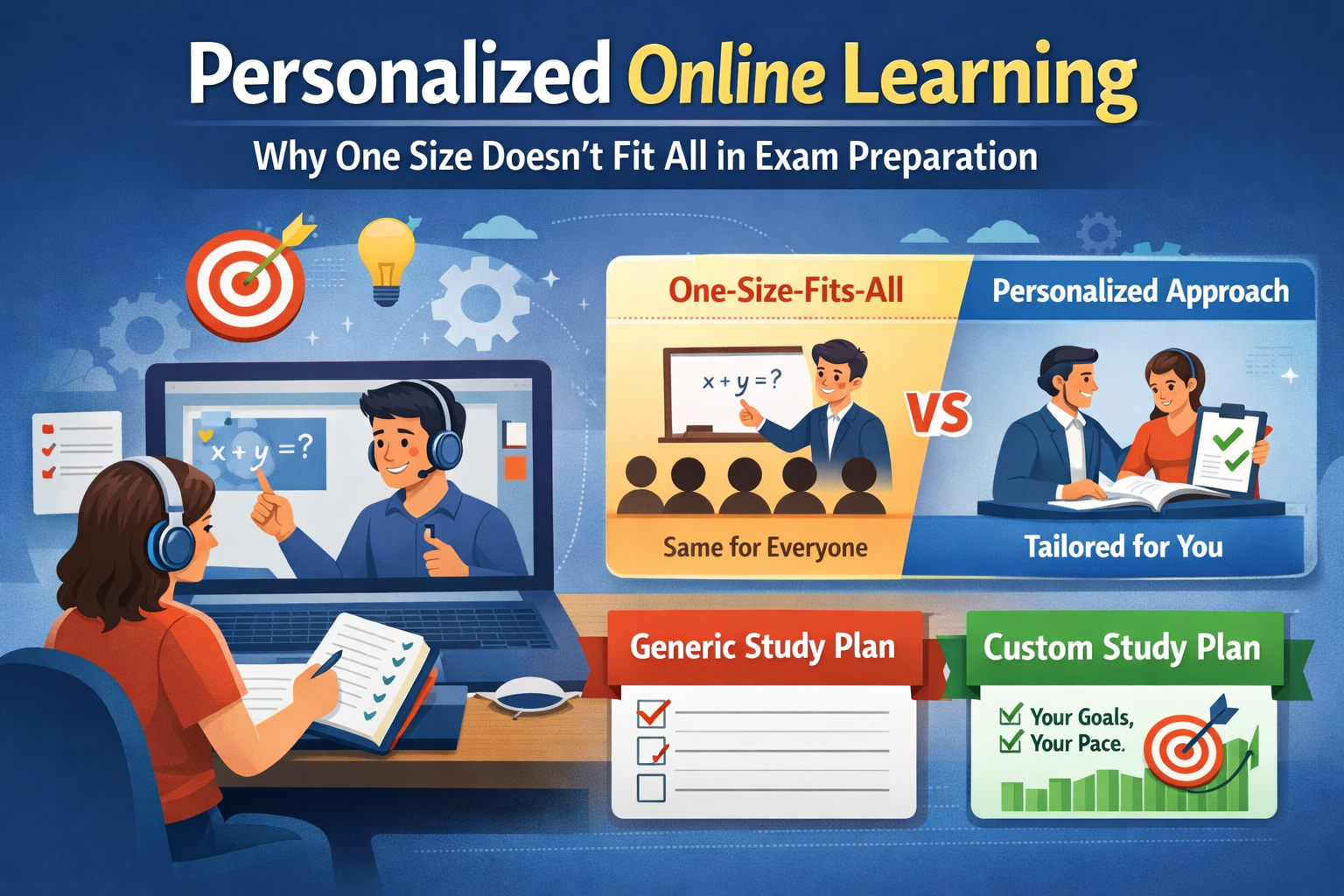 Personalized online learning with one-on-one tutoring for effective exam preparation