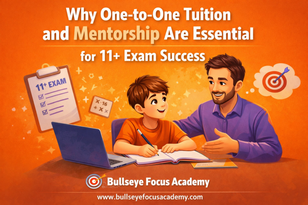 Student learning with one to one online tutor and academic mentor for 11 plus preparation