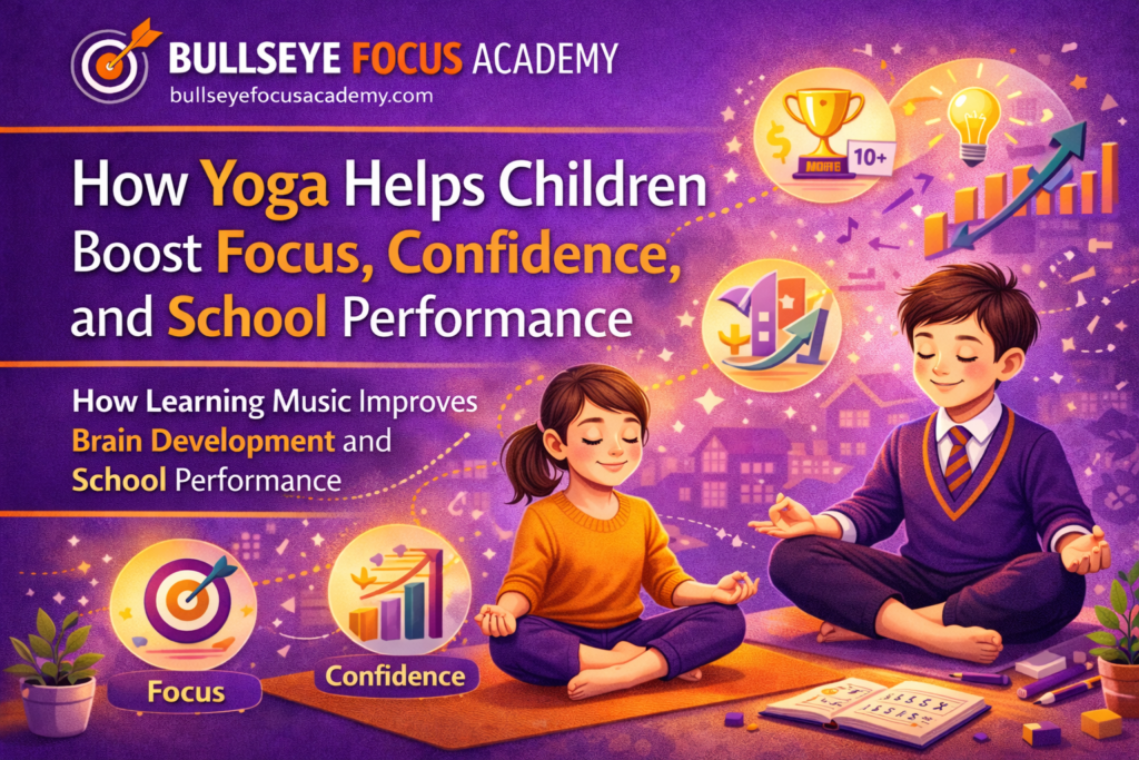School student practising yoga to improve concentration and academic performance