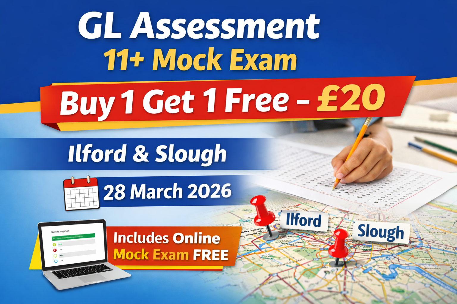 GL Assessment 11+ Mock Exam Buy 1 Get 1 Free £20 Ilford and Slough 28 March 2026