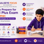 Student studying at home for 11 Plus Preparation with books and practice papers